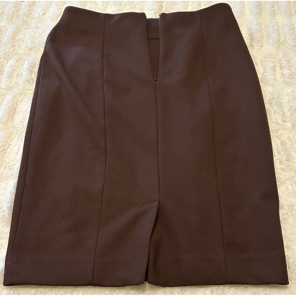 Premise Petite Brand Brown Pencil Skirt Polyester Rayon Blend Women's Size 8P - Picture 15 of 15
